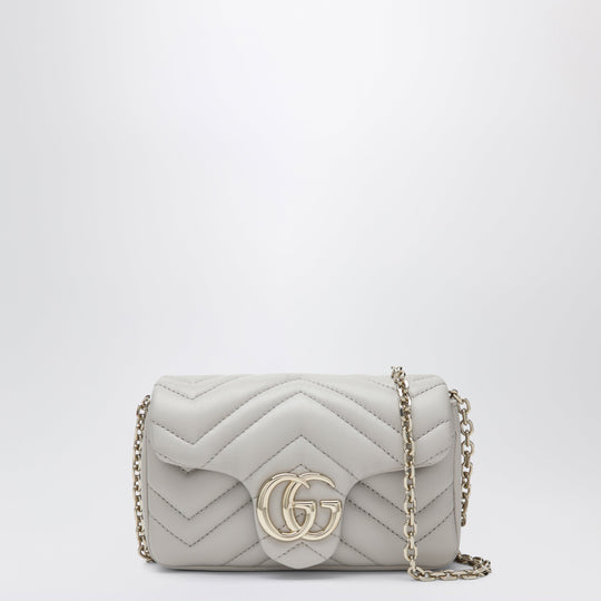 Gg Marmont Mini Shoulder Bag In Light Grey Leather