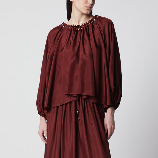 Aster Ruched Blouse In Merlot