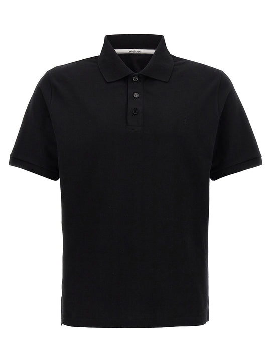 Logo Embroidery Shirt Polo Black