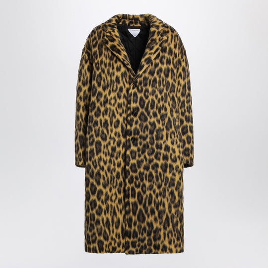 Animal-Print Single-Breasted Coat In Wool Blend