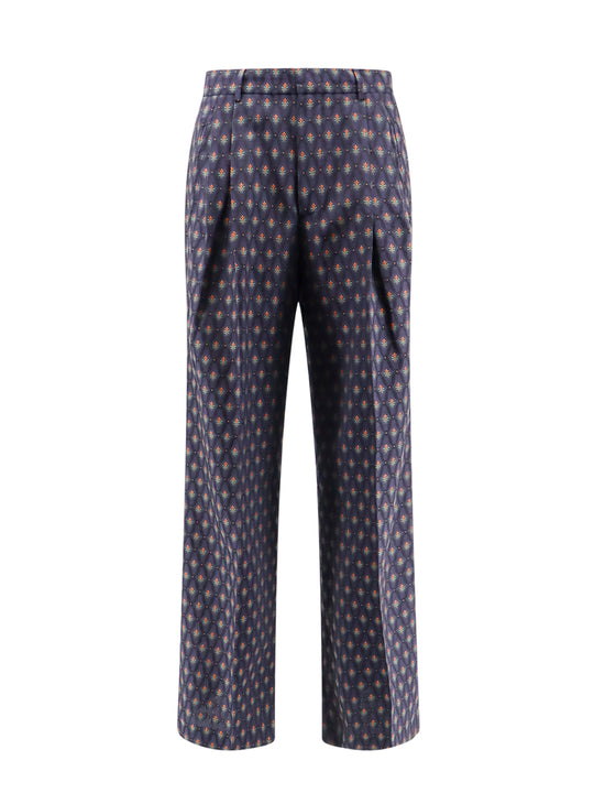Wool And Silk Trouser With All-Over Embroidery