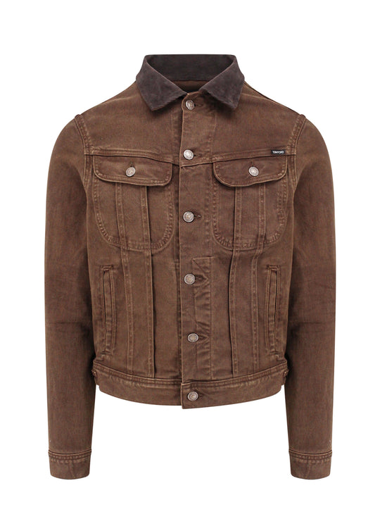 Brow Denim Jacket With Logo Label