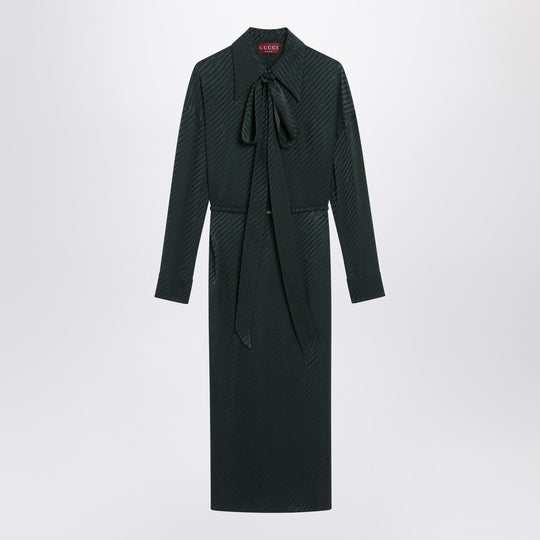 Green Gg Jacquard Silk Wrap Dress