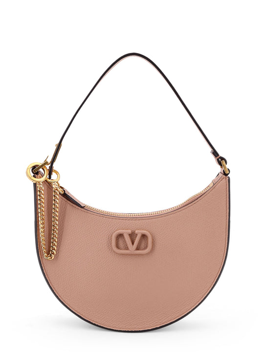Leather Shoulder Bag With Frontal Vlogo Signature Detail