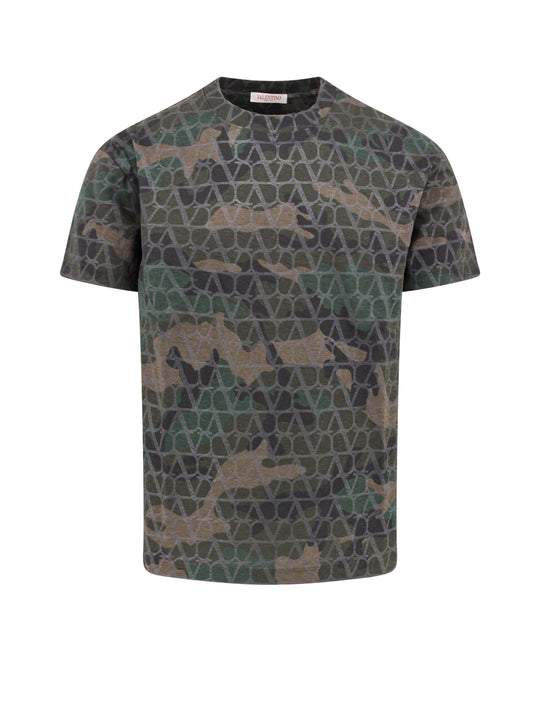 Cotton T-Shirt With Camouflage Print