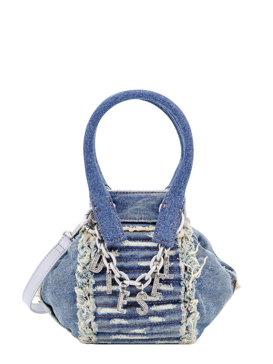 Distressed Denim Handbag With Frayed Details