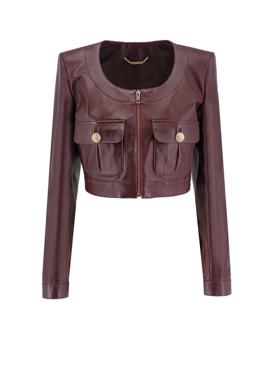 Crop Fit Leather Jacket