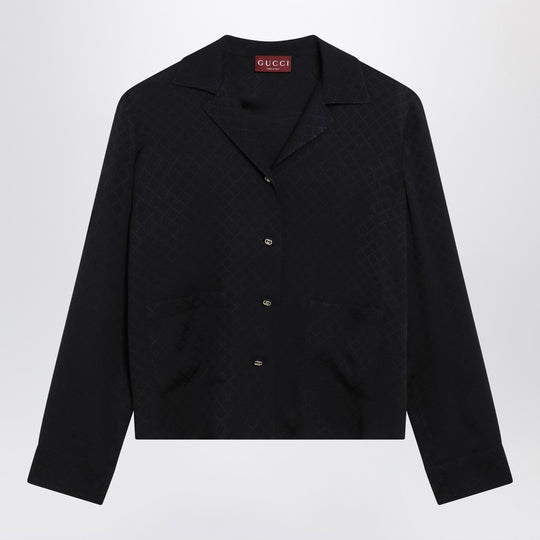 Blue Jacquard Silk-Blend Shirt