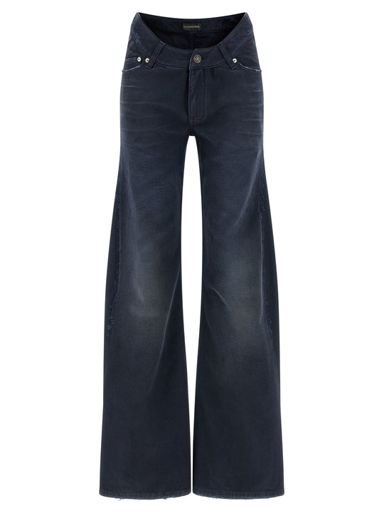 Curved Waist Jeans Blue