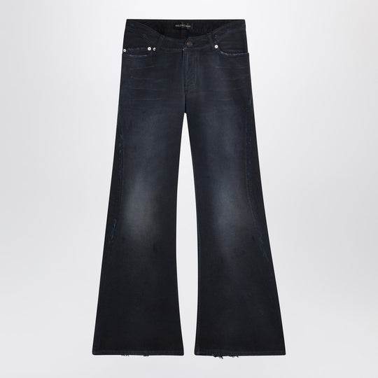 Navy Blue Jeans With Curved Waist
