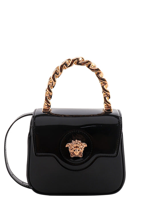 Patent Leather Handbag With Medusa Button