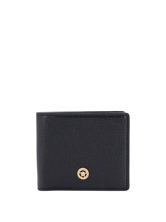 Leather Wallet With Iconic Metal Medusa