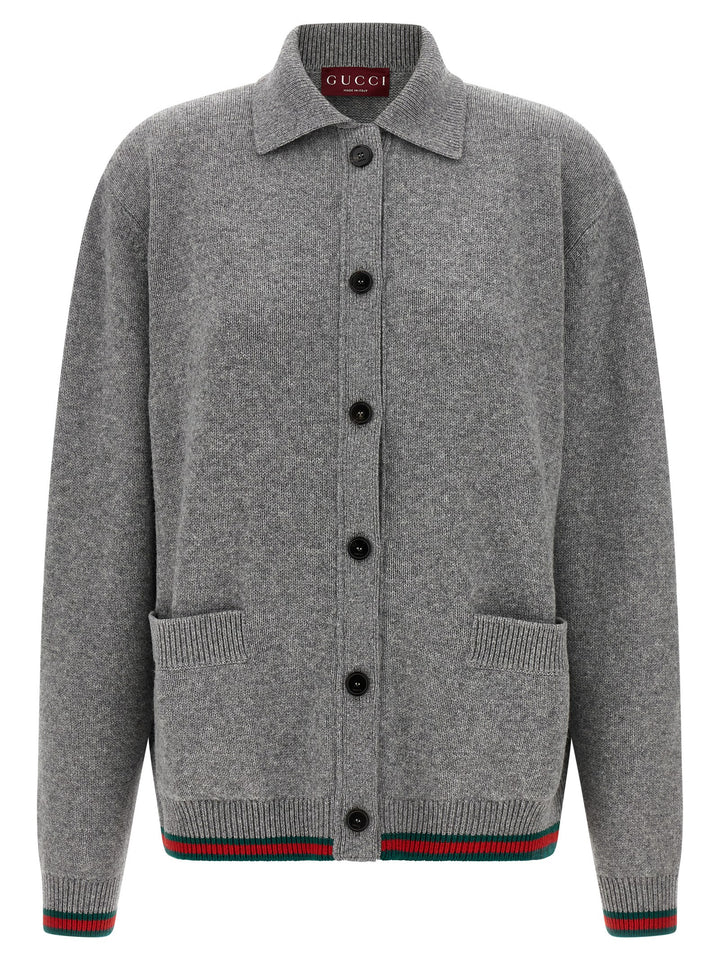 Gucci Polo Cardigan Sweaters and Cardigans - Gray | 12d4bf8a05a02180307e67955b53cbebc5bcf523