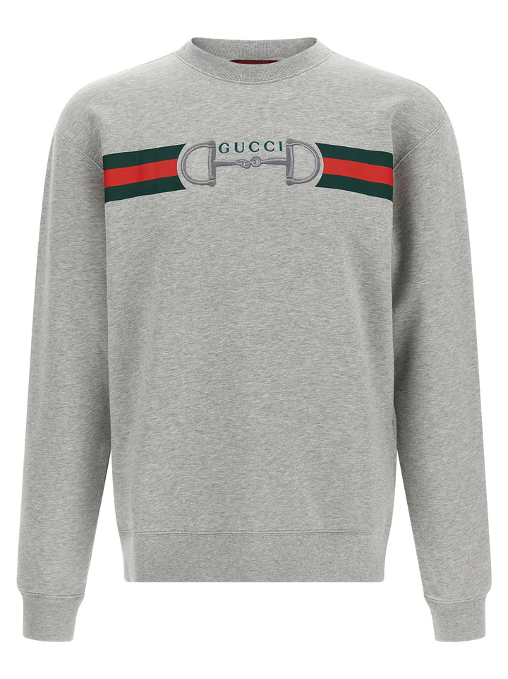 Gucci Web Ribbon And Horsebit Sweatshirt - Gray | 3bad4338018a392cd6b6233df2b8c144aa83fbad