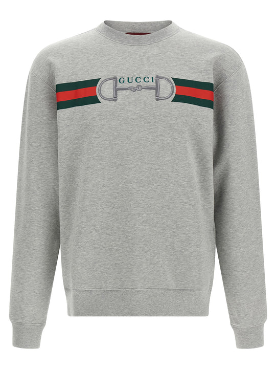 Web Ribbon And Horsebit Sweatshirt Gray