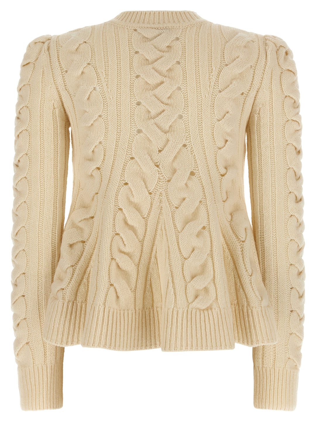 Mcqueen Peplum Cable Sweaters and Cardigans - Beige | 04791cf8de18288f31d1e56e22d233f906b4386b