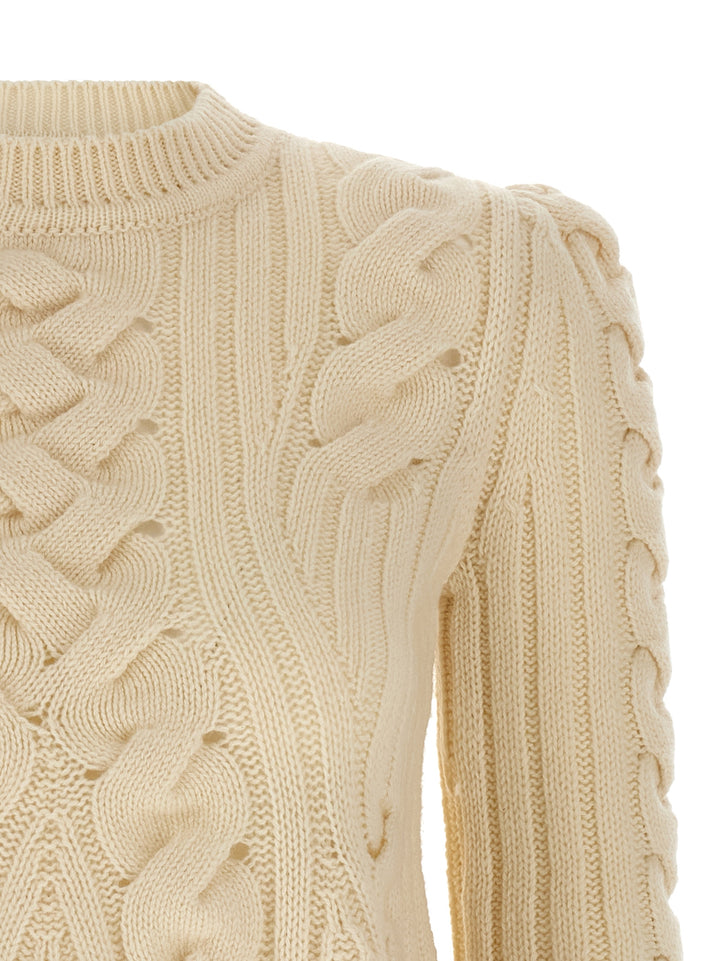 Mcqueen Peplum Cable Sweaters and Cardigans - Beige | 289eff201b0dfdcb41babd84dccda21395159f42