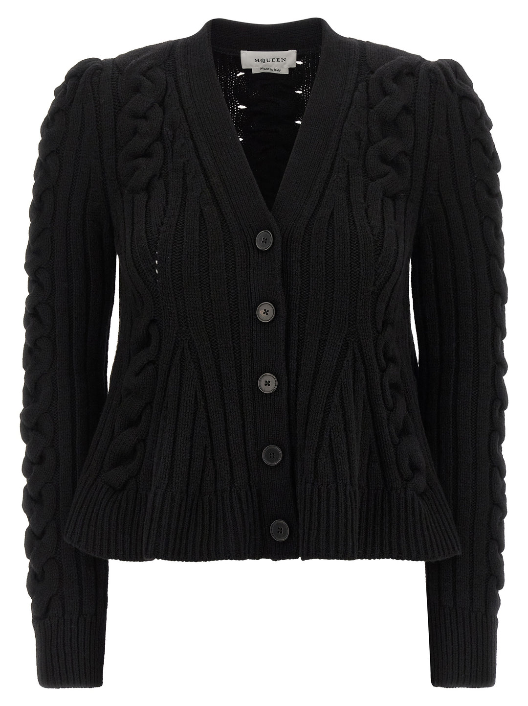 Mcqueen Braided Wool Cardigan Sweaters and Cardigans - Black | d453336eb34cf3a207a5382edf64ad7c0e72801e