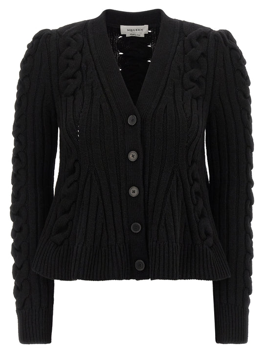 Braided Wool Cardigan Sweaters And Cardigans Black