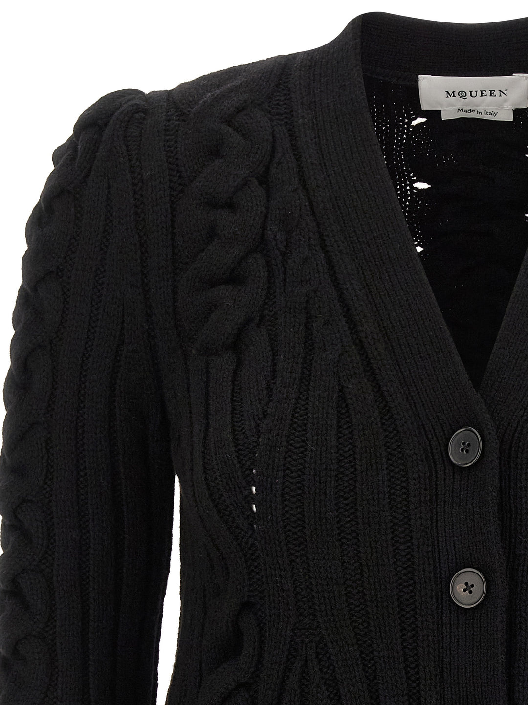 Mcqueen Braided Wool Cardigan Sweaters and Cardigans - Black | 9aa694d133e0ee16dfc69e357e7e03e7272e8cff