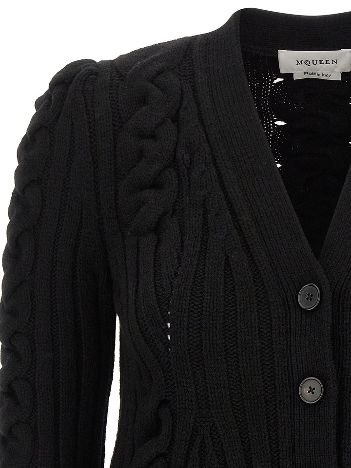 Mcqueen Braided Wool Cardigan Sweaters and Cardigans - Black | 9aa694d133e0ee16dfc69e357e7e03e7272e8cff