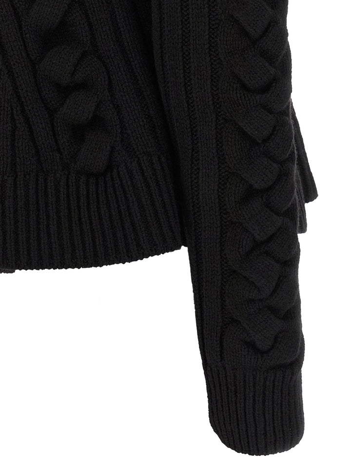 Mcqueen Braided Wool Cardigan Sweaters and Cardigans - Black | 21d9f9a86b60aacea396b5f9f08e565e5cc2f738