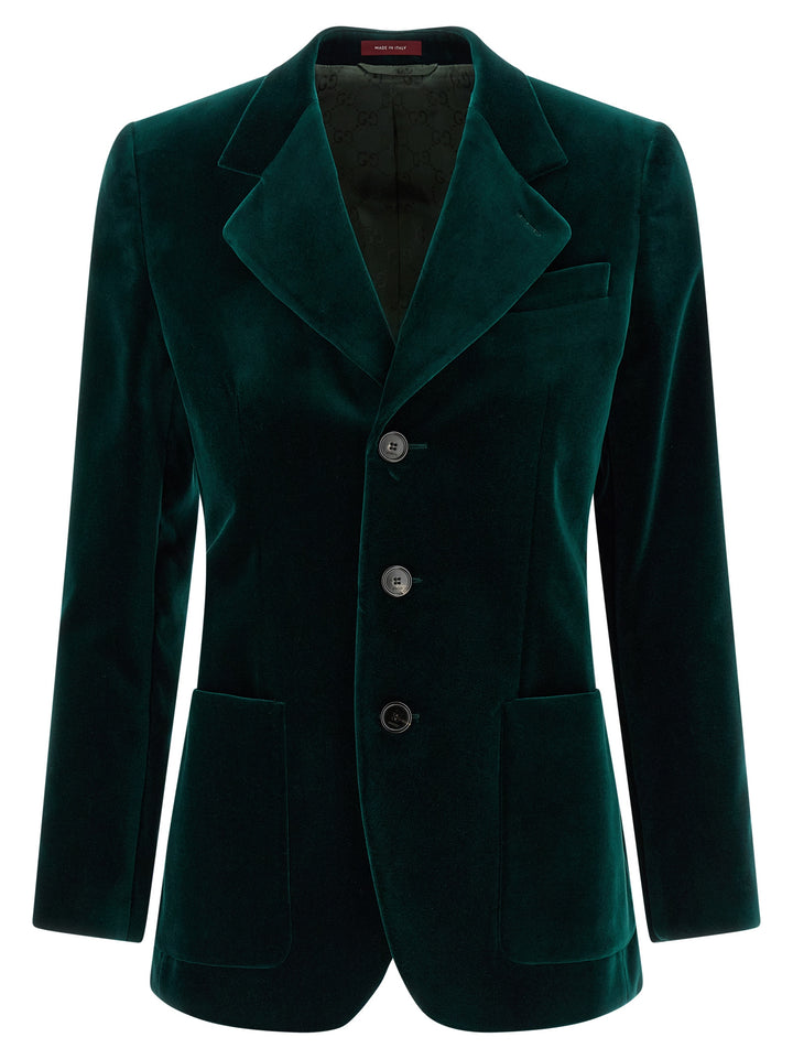 Gucci Velvet Blazer BlazerS - Green | 4cfd3a74a6b195e964ed7274b3cae760b2bdef88