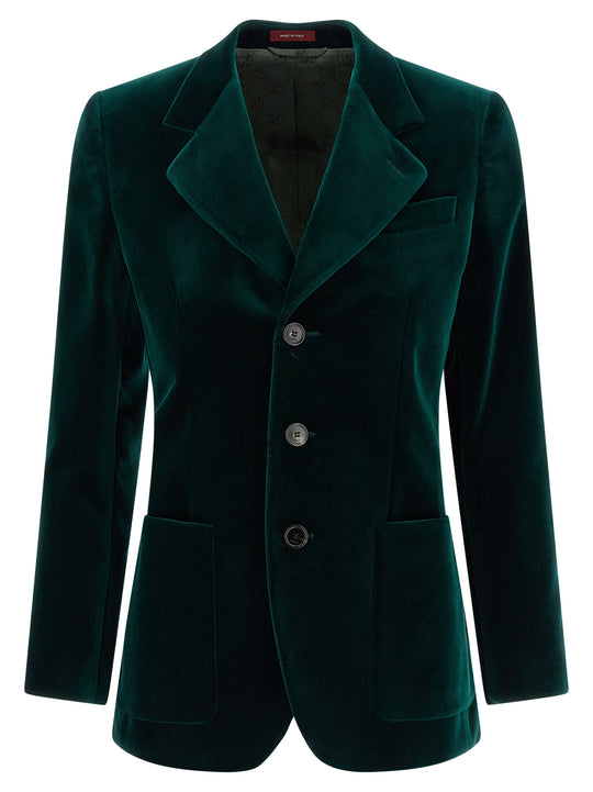 Velvet Blazer Blazers Green