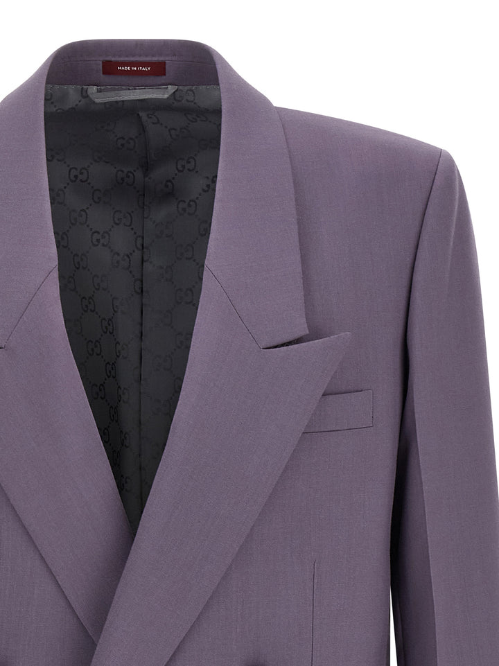 Gucci Double-Breasted Wool Blazer - Purple | b9dd3e34b1628e619600a2760fe43a5cfefb45db