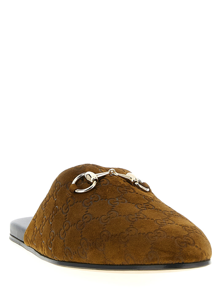 Gucci Sabot Suede Horsebit Flat shoes - Brown | db9eba1f541be96d3b54b9e8a0d17b06e50bb41c