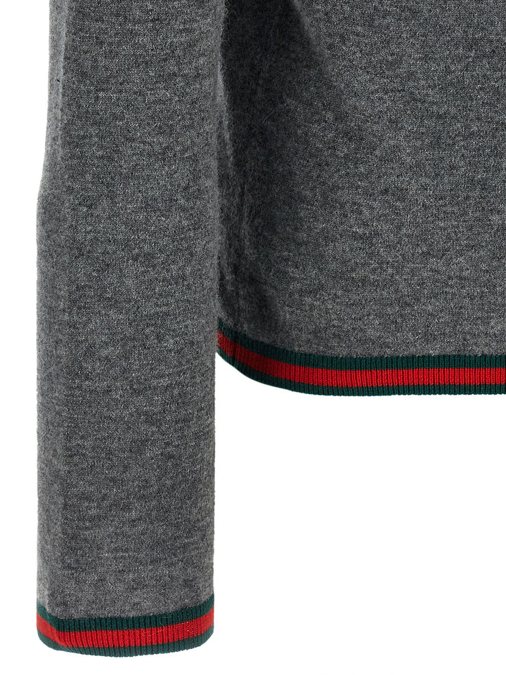Gucci Web Ribbon Mesh Sweaters and Cardigans - Gray | ec11016d1b4ab95abeb811c14dd970ae1095b569