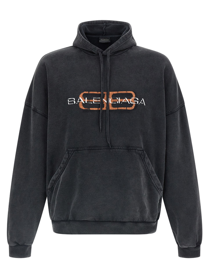 Balenciaga Printed Hoodie Sweatshirt - Black | 519033ad2198305337b4903091fc8f5df2fbf623