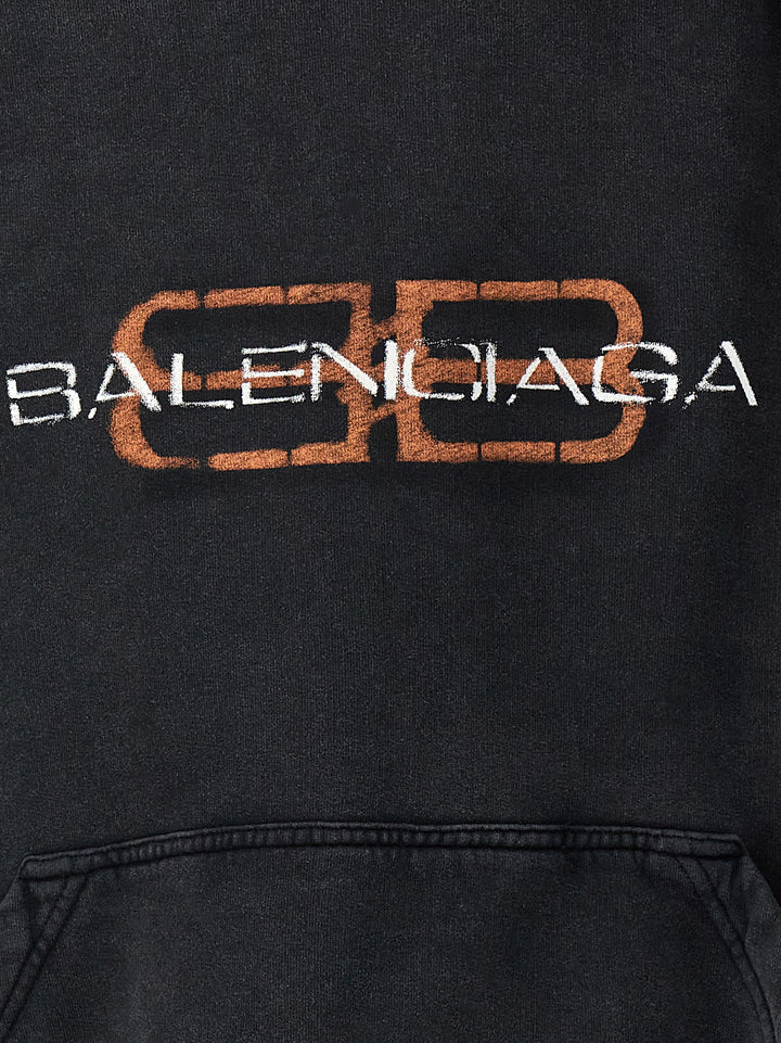Balenciaga Printed Hoodie Sweatshirt - Black | d2cf3548e96347f76349e995ad3b6cd316e2021b