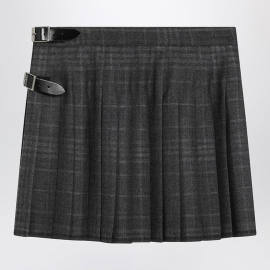 Grey Shadow-Effect Tartan Mini Skirt