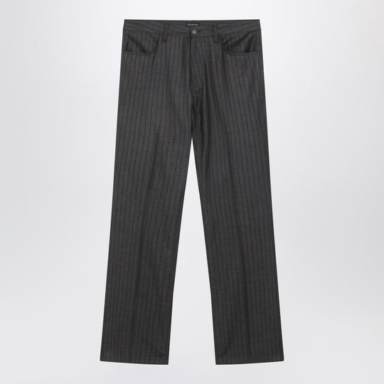 Grey Pinstripe Wool Pants