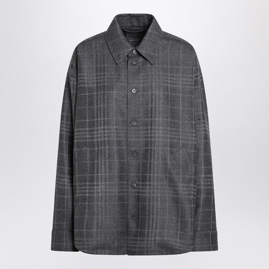 Grey Wool Tartan Shirt Jacket