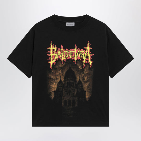 Sacré Cœur Print Medium-Fit Cotton T-Shirt In Black