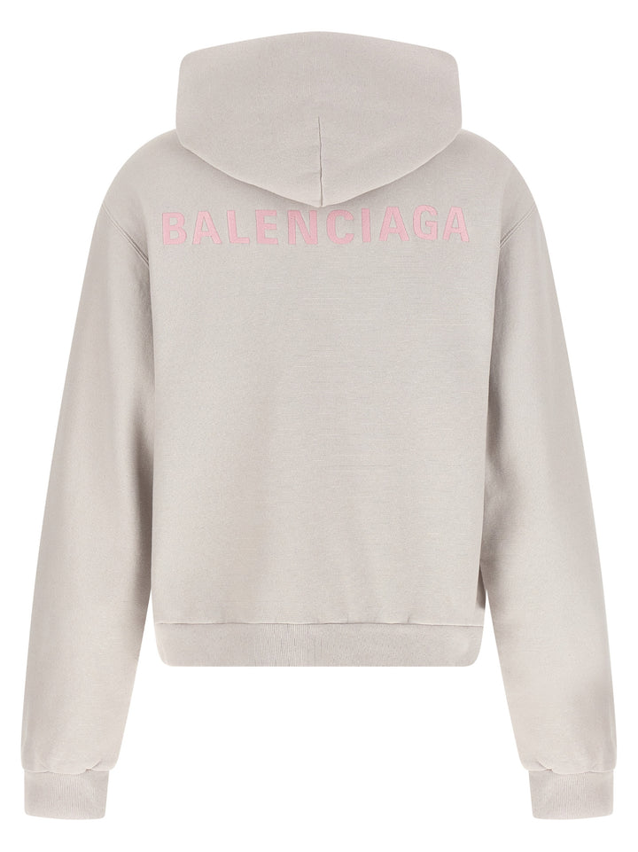 Balenciaga Logo Embroidery Hoodie Sweatshirt - Gray | 450c7b80a5b8b9647d00b24bbaf9182c6f085919