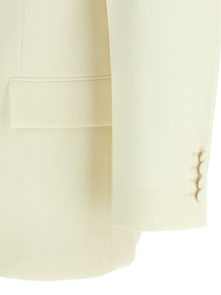 Gucci Double-Breasted Technical Panama Blazer - White | 3da788f29bf53d36fb7bd18428fc615f41efd490