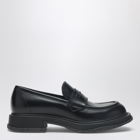 Black Leather Loafer With Logo