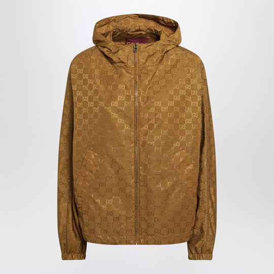 Technical Jacquard Jacket With Brown Gg Pattern