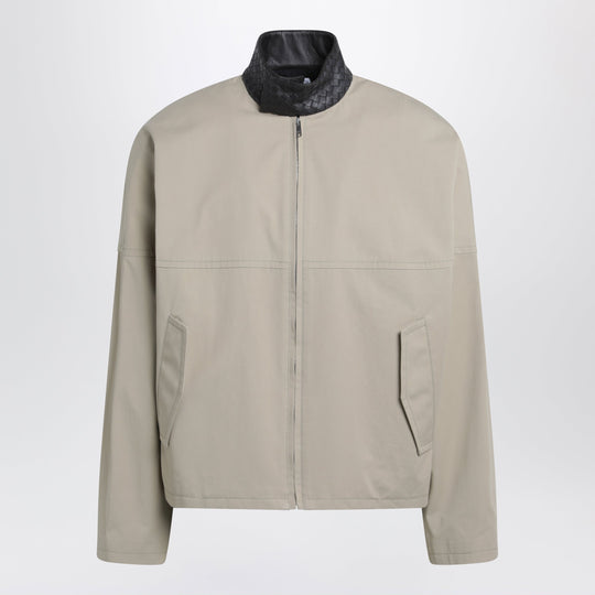 Beige Cotton Jacket With Intrecciato Collar