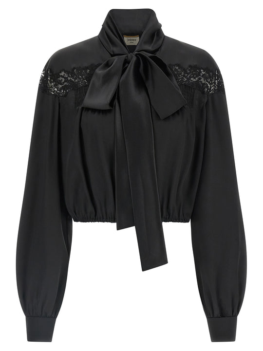 Lace Silk Shirt Shirt And Blouse Black
