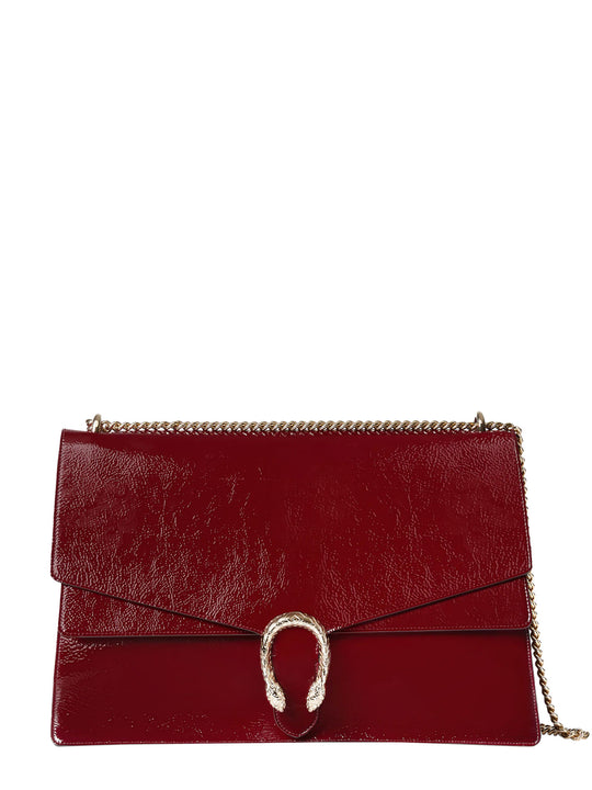 Patent Leather Shoulder Bag With Frontal Tigers' Head