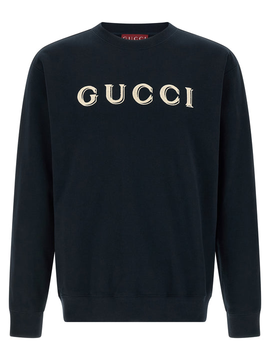 Logo Embroidery Sweatshirt Blue