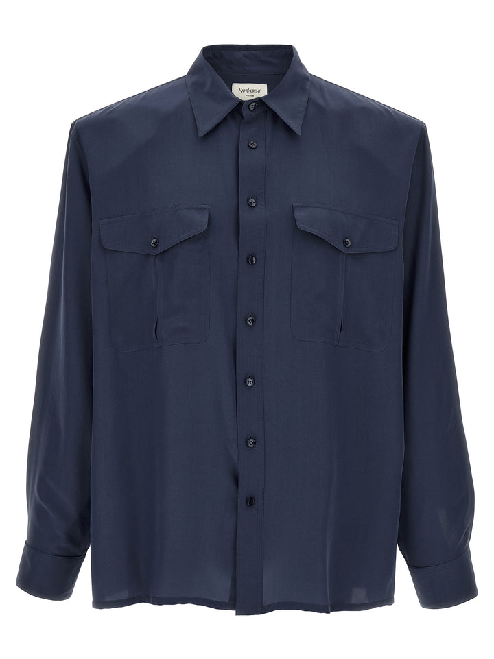 Saint Laurent Viscose And Silk Shirt Shirt and Blouse - Blue | d13e302ac0276b23a4083b1783c91524a06cfba4