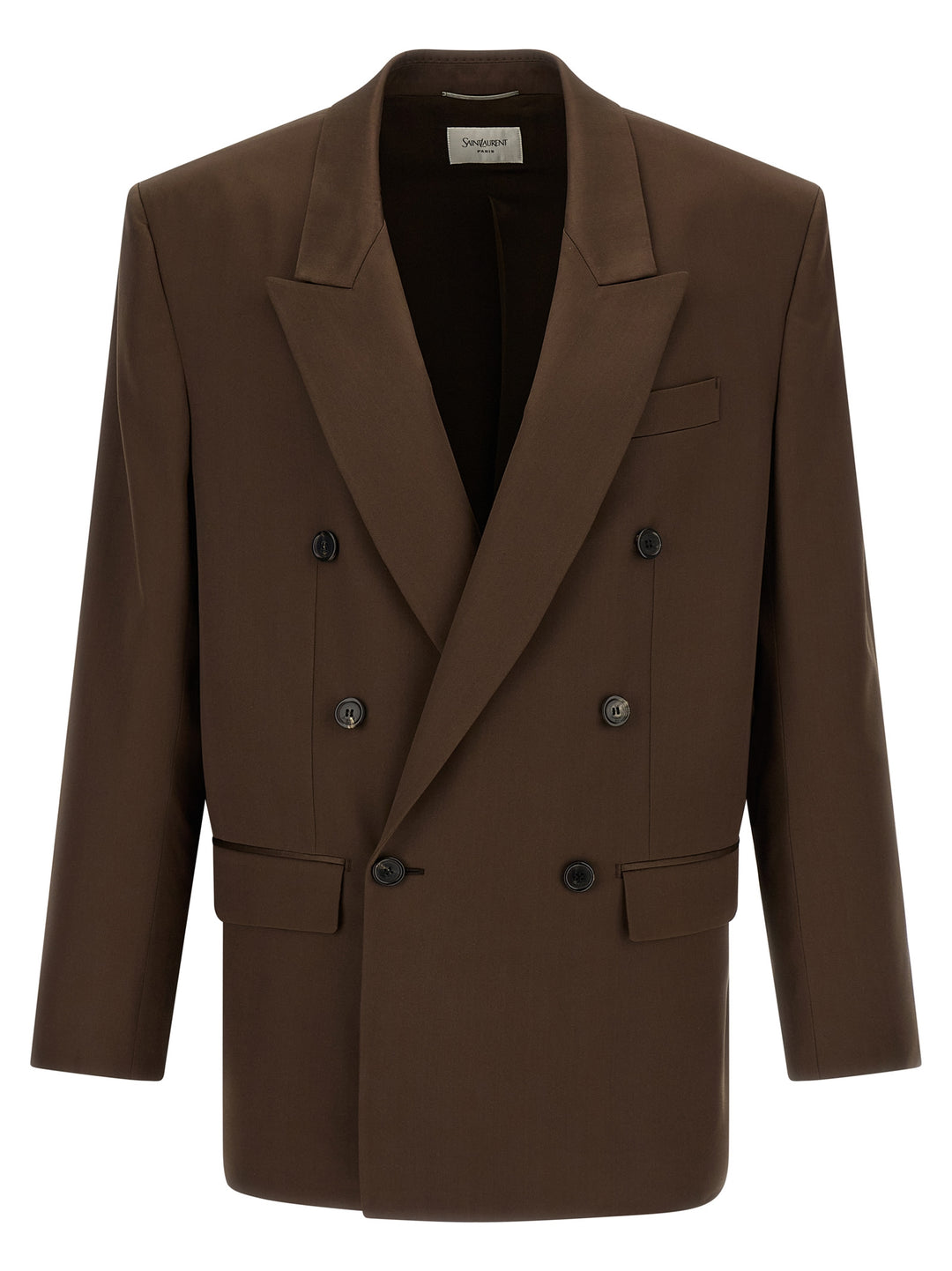 Saint Laurent Satin Blazer - Brown | 87ce7abc0dd2bec13a7e876e46429523201b0337