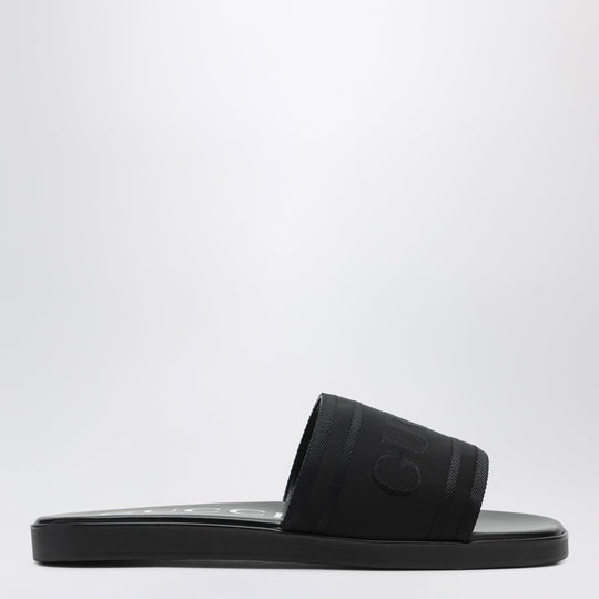 Black Jacquard Fabric Slides