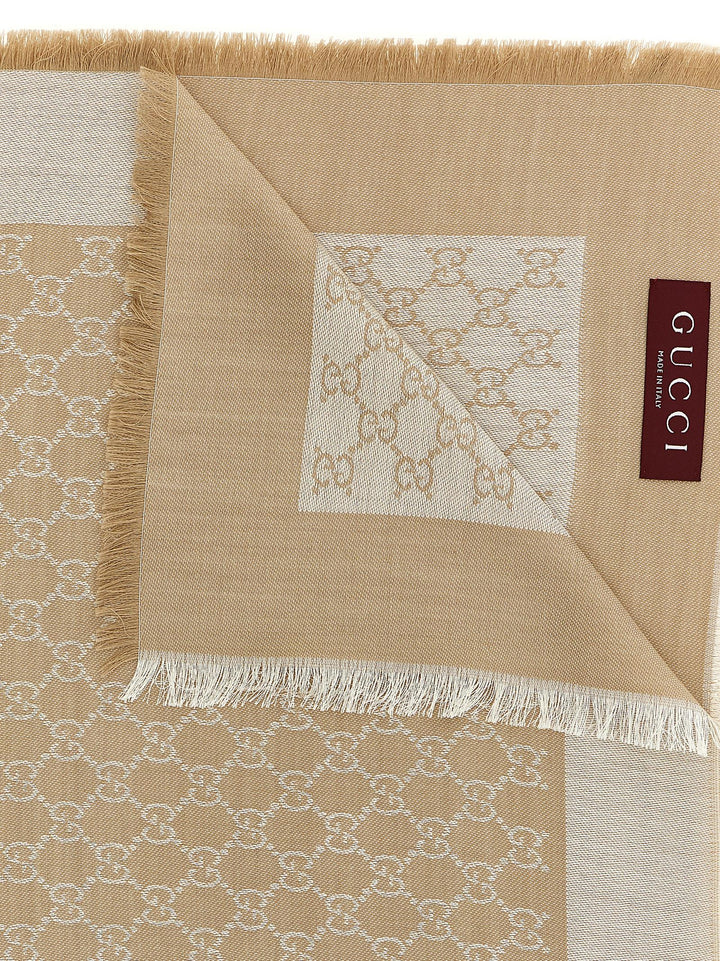 Gucci Wool And Silk Shawl Gg Scarves and Foulards - Beige | a157d7b19959ff166a06f3dccb39a01af87566a8