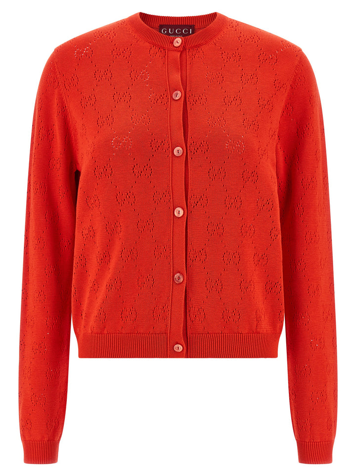 Gucci Openwork Gg Cardigan Sweaters and Cardigans - Red | e2b6e37a911025d4a451c2d0378c99bec7ba1060